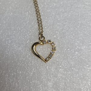 Gold Heart Pendant Necklace with Crystals